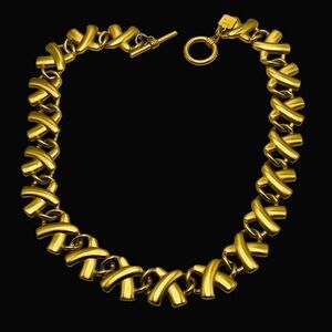 Vintage Anne Klein Matte Gold “X” Necklace